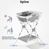 BALLA BALEIN Bañera 2 en 1 con Soporte Plegable y Cojín Suave Gris Modelo 2