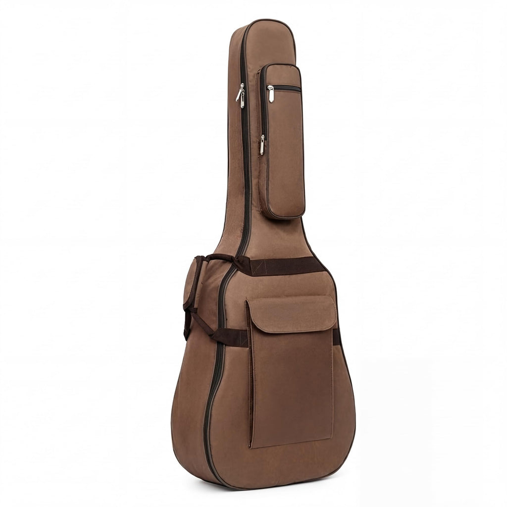 CALLPIONEER 41 Inch Acoustic Guitar Bag,Lightweight Acoustic Guitar Case 0.4 In Extra Thick Sponge Padded for Acoustic Classical Guitar Large Front Pocket & Ergonomic Straps-Brown