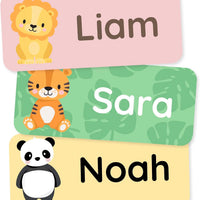 Personalized Name Labels for Kids (180) – Clothing Labels & Daycare Labels – Custom Waterproof Stickers for School Supplies - Exotic Animals