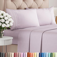 King Size 4 Piece Sheet Set - Breathable & Cooling Sheets - Light Lavender