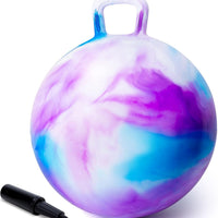 ZOOJOY Hopper Ball, Hopping Toys for Kids, 22 inch Bouncy Ball with Handle for Boys Girls Aged 10+, Inflatable Clouds Bounce Hopper Toy with Pump