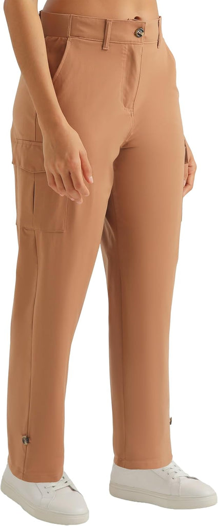 Women's Lightweight Cargo Capri Hiking Pants(Mocha Brown,XL)