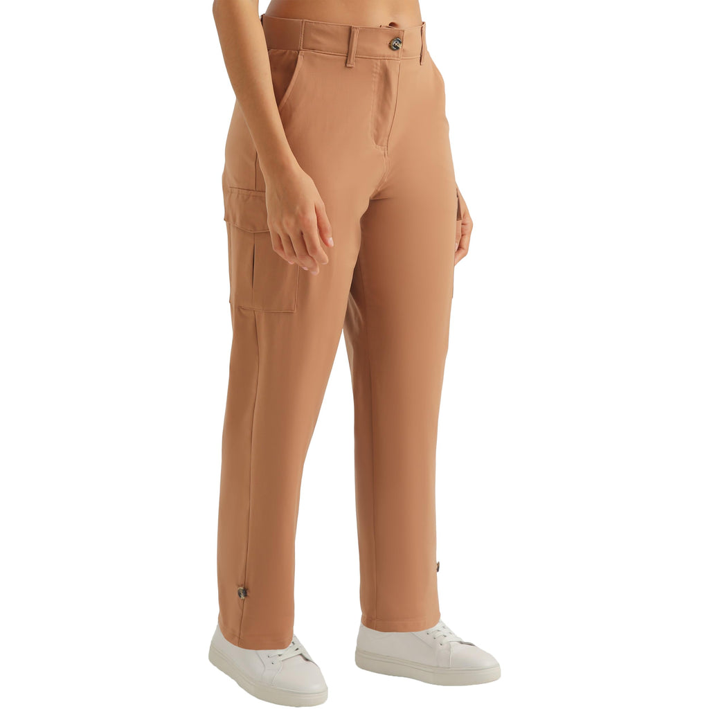 Women's Lightweight Cargo Capri Hiking Pants(Mocha Brown,S)