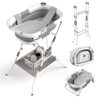 BALLA BALEIN Bañera 2 en 1 con Soporte Plegable y Cojín Suave Gris Modelo 2