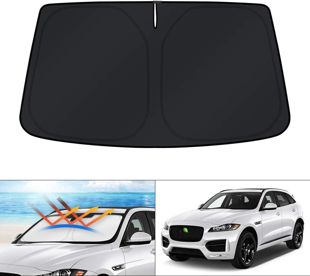 KUST Windshield Sun Shade for Jaguar F-Pace 2016-2024 2025 2026 F Pace Accessories Custom Fit Sunshade Foldable Window Sun Visor Protector Blocks UV Rays Keep Car Cooler