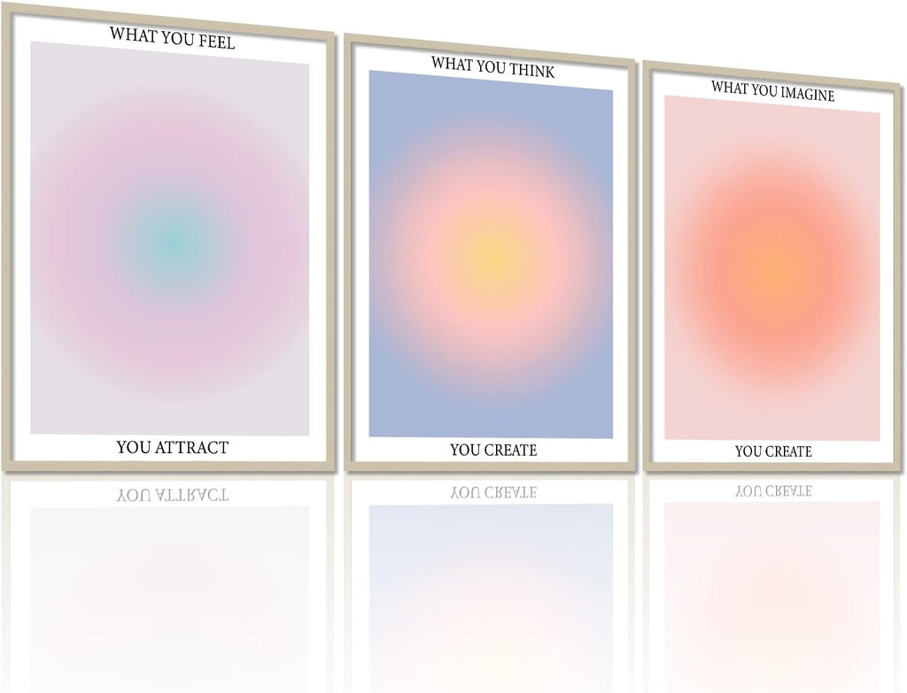 NCYEL 3 Colorful Abstract Posters Room Aesthetic Reiki Gradient Spiritual Affirmation Canvas Wall Art Positive Energy Inspirational Wall Art Bathroom Living Room Apartment Office Girls Room 16x24inx3 Unframed