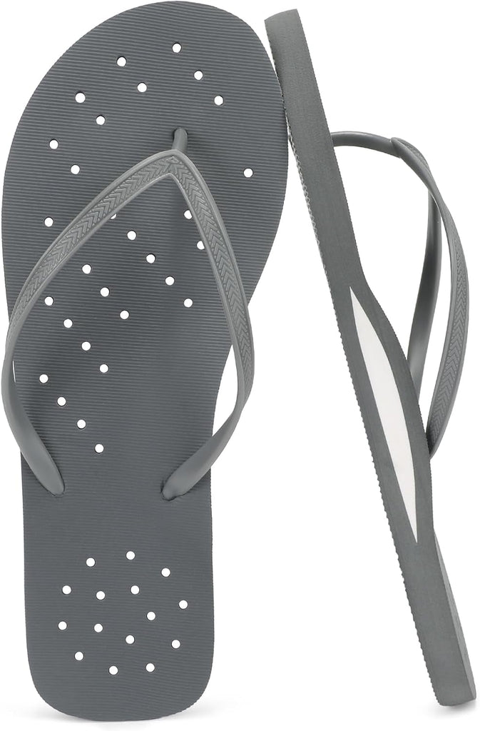 STQ Shower Flip Flops for Men Non Slip Shower Shoes Dark Grey Size 13