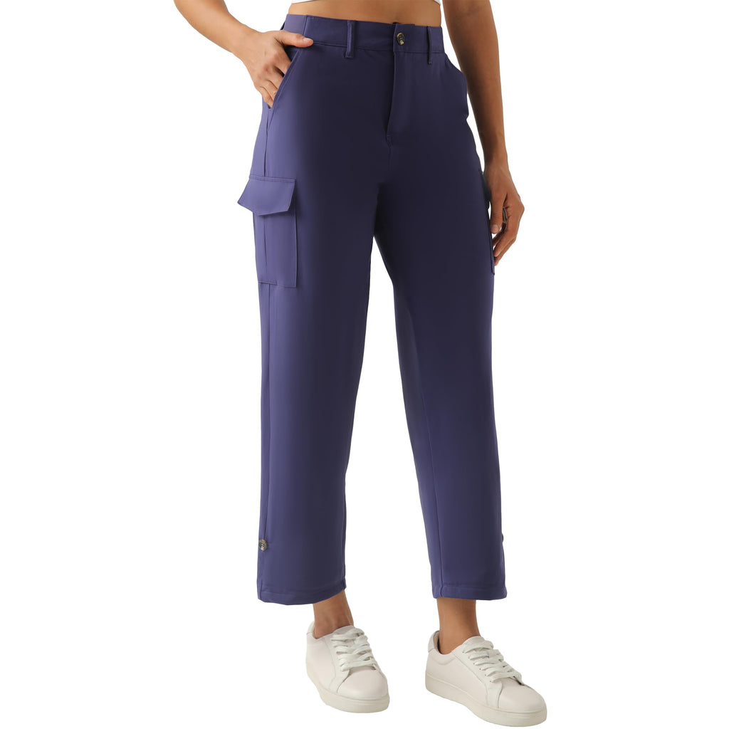 Women's Lightweight Cargo Capri Hiking Pants(Twilight Blue,M)
