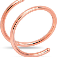 Body Candy 14k Solid Gold Double Hoop Nose Ring for Single Piercing - Handmade in USA by Master Jeweler - Hypoallergenic Real Gold Spiral Nose Jewelry for Women and Men -20 Gauge 7mm Right