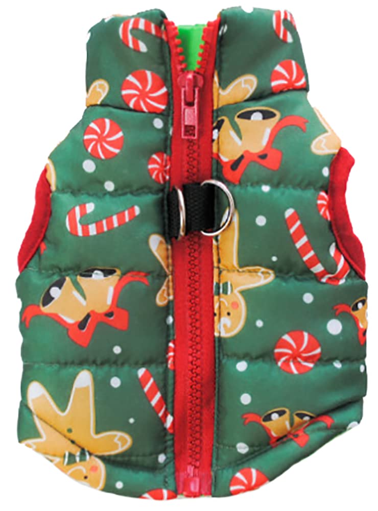 MaruPet Winter Waterproof Windproof Dog Vest Coat Warm Dog Vest for Cold Weather Dog Jacket for Small Medium Dogs (Not Suitable for Big Dogs) Y-2-gingerbread Man M