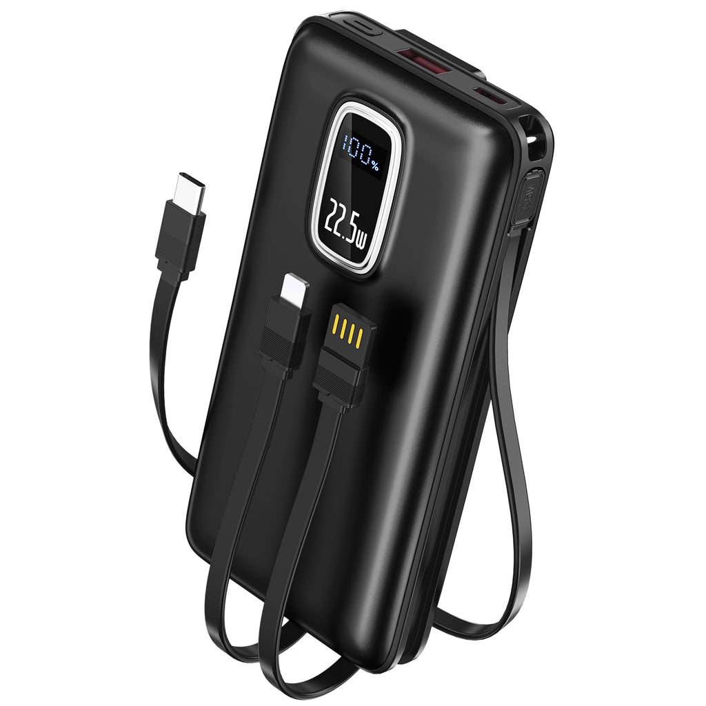 Portable Charger Power Bank,45800mAh Portable Phone Charger with 3 Built-in cable,20W Fast Charging USB C In/output Battery Pack,Travel Essential Powerbank for iphone,Galaxy,Pixel,Tablet,ipad etc.