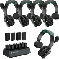 Hollyland Solidcom SE PRO 5-Users ENC Noise Cancellation Wireless Intercom Headset System 1312ft Team Communication with 3.5mm Single Ear Headset for Movie Shoot Live Show (1.9GHz Version)
