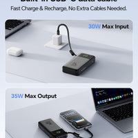 MOVE SPEED 35W Portable Charger, 20000mAh Power Bank,Built in USB-C Cables