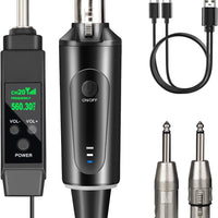 Depusheng 2.4GHz Wireless Microphone System Transmitter & Receiver with Volume Adjustment, Low Latency, Rechargeable, 150ft Range, Easy Pairing for PA System, Audio Mixer (one Transmitter)