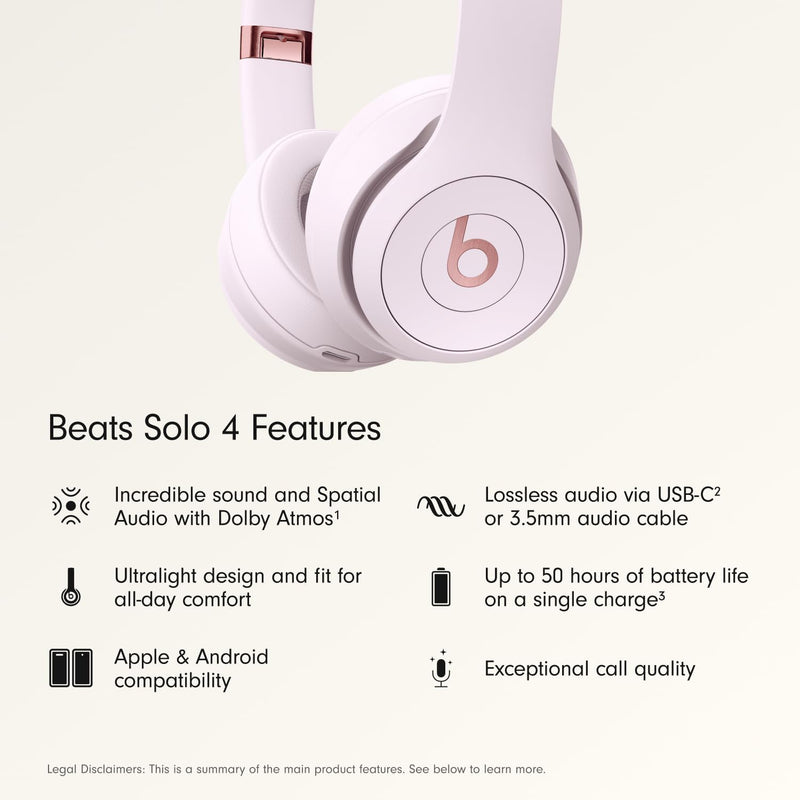 Beats Solo 4 - Nube rosada — Audífonos inalámbricos Bluetooth on-ear, hasta 50h
