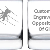 Custom Lineman Electrician Personalized Whiskey Rocks Glass - Electrician Gifts for Electricians - 10.25 Oz Rocks Glasses
