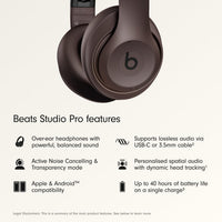 Beats Studio Pro - Marrón intenso — Audífonos over-ear premium con ANC, hasta 40h