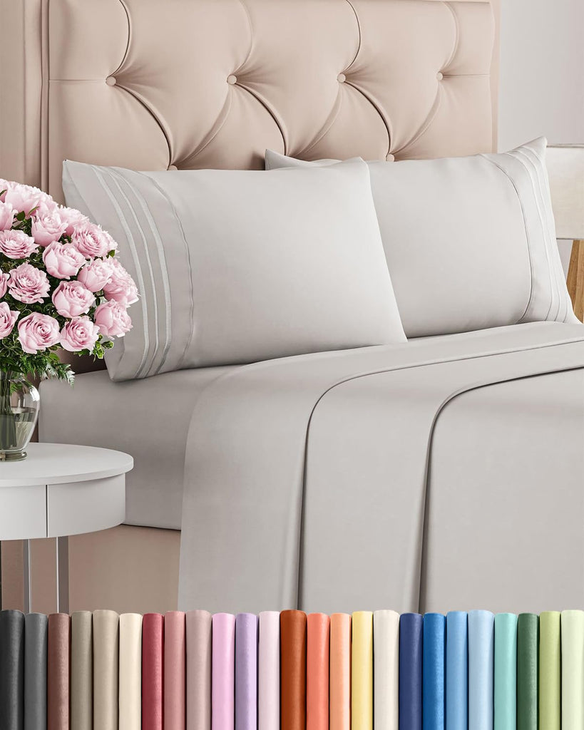 Full Size 4 Piece Sheet Set - Breathable & Cooling Sheets - French Grey