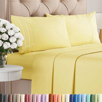Full Size 4 Piece Sheet Set - Comfy Breathable & Cooling Sheets - Yellow