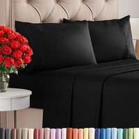 Full Size 4 Piece Sheet Set - Comfy Breathable & Cooling Sheets - Black