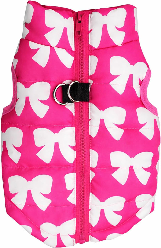 MaruPet Winter Waterproof Windproof Vest Coat for Small Medium Dogs - Warm Jacket for Cold Weather (Not Suitable for Big Dogs) Rosered Butterfly XXS