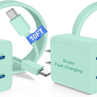 45W Dual Port Super Fast Charger with Long USB C to C Cable 10ft,Type C Wall Charger Block and Android Phone Charging Cord for Samsung Galaxy S26 Plus/S25 Ultra/S25+/S24+/S23+/S22+/S21/S20/Note 20/10+