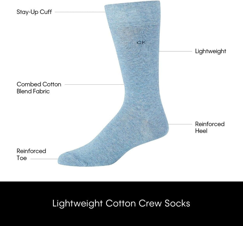 Calvin Klein Mens 8 Pack Soft Cotton Cushioned Crew Dress Socks