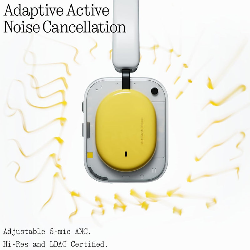Nothing Headphone (a) 2026 New, Adaptive Active Noise Cancelling Headphones, Wireless Over Ear Bluetooth 5.4 ANC Headset with LDAC Hi-Res, 5 HD Mics Ultra Bass via APP, 135 Hours Playtime, White