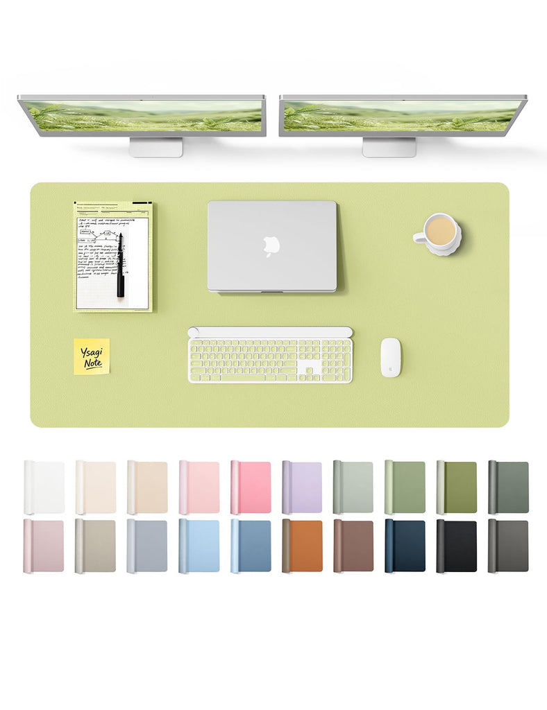 YSAGi Leather Desk Protector, Office Mat, Large Mouse Mat, Non-Slip PU Leather Blotter, Laptop Desk Pad, Waterproof Writing Pad for Office and Home (Peak Green, 47.2" x 23.6")
