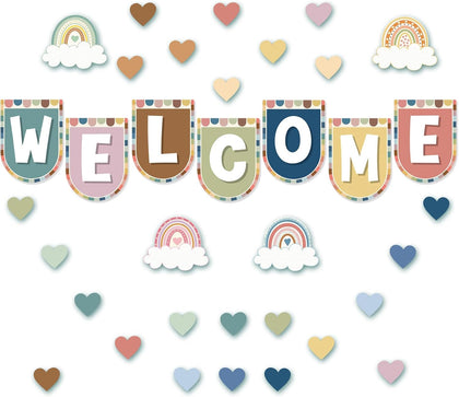 35 Pieces Welcome Bulletin Board - Bohemian Classroom Flags