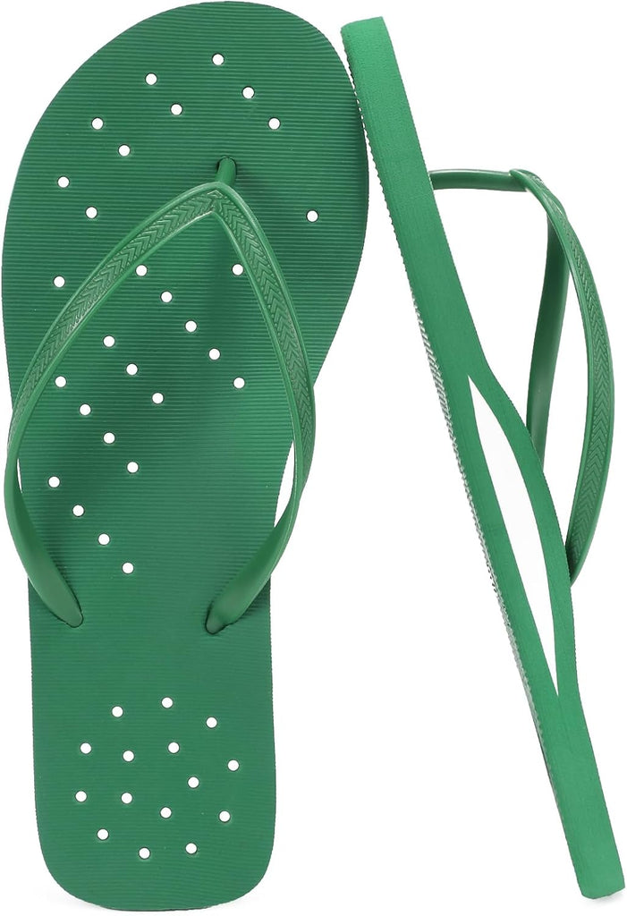 STQ Mens Flip Flops Quick Dry Shower Shoes with Drain Holes Green Size 8