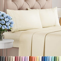 King Size 4 Piece Sheet Set - Comfy Breathable & Cooling Sheets - Off White