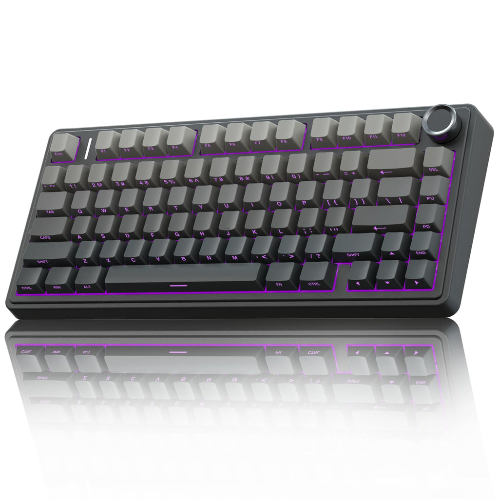 AULA F75 Pro Wireless Mechanical Keyboard,75% Hot Swappable Custom Keyboard with Knob,RGB Backlit,Pre-lubed Reaper Switches,Side Printed PBT Keycaps,2.4GHz/USB-C/BT5.0 Mechanical Gaming Keyboards