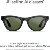 Ray-Ban Meta (Gen 2) Skyler - Shiny Black / Green — Gafas inteligentes IA, cámara 12MP