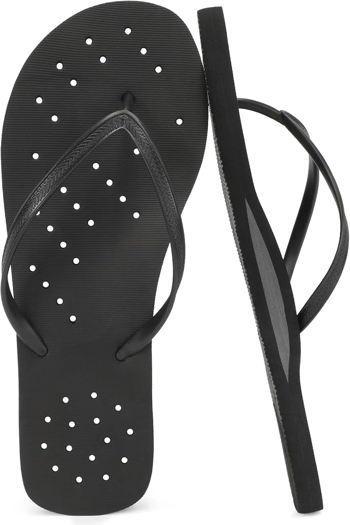 STQ Shower Shoes for Men, Shower Flip Flops with Arch Support Black Size 13