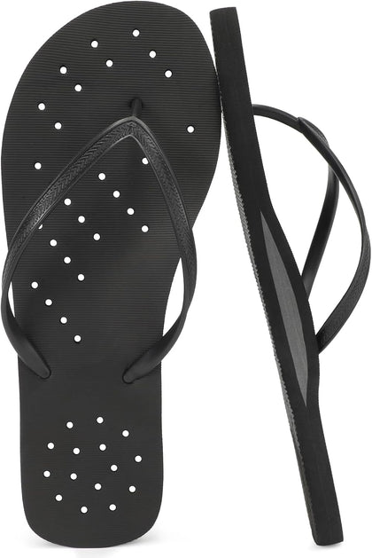 STQ Shower Shoes for Men, Shower Flip Flops with Arch Support Black Size 8