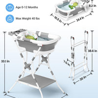 BUNWAG Bañera 2 en 1 con Soporte Plegable de Altura Ergonómica