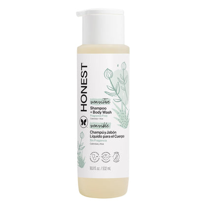 The Honest Company Shampoo & Body Wash, Tear-Free, Fragrance-Free, 18 fl oz