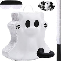 Seenelling Halloween Ghost Cat Piñata Cute Cartoon Ghost Cat Themed Piñata for Fiesta Party Supplies Halloween Festivals Holiday Photo Props Birthday Centerpiece Decor