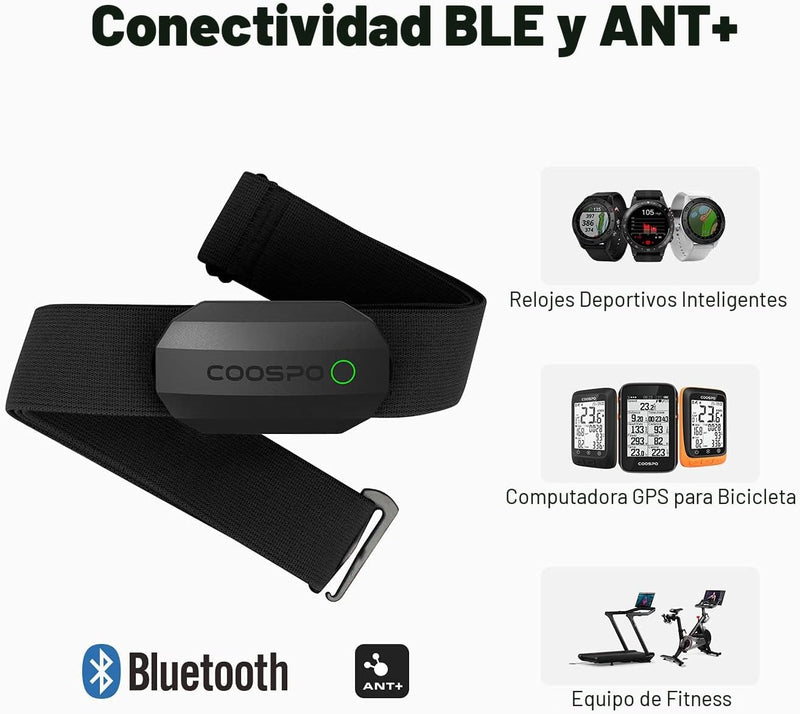 COOSPO Bluetooth Heart Rate Monitor Chest Strap H808S, ANT+ BLE HR Monitor Chest, HRM IP67