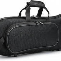 Yiju Brass Case Instrument Carrier Hard Shell Trumpet Case Shoulder Strap Zippered Closure Poly-cotton Outer Pocket Suitable for Practice Use, Oxford Cloth Black