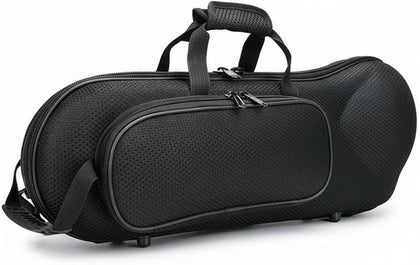 Yiju Brass Case Instrument Carrier Hard Shell Trumpet Case Shoulder Strap Zippered Closure Poly-cotton Outer Pocket Suitable for Practice Use, Oxford Cloth Black