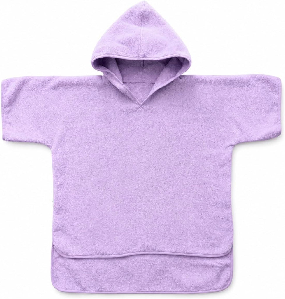 Odaaa Hooded Poncho Towel for Toddler Boy & Girl - 100% Soft Organic Cotton, Absorbent, Breathable, Lightweight. Ideal for Bath, Pool, Beach Size 2-3T (Soft Lilac, 2-3T)