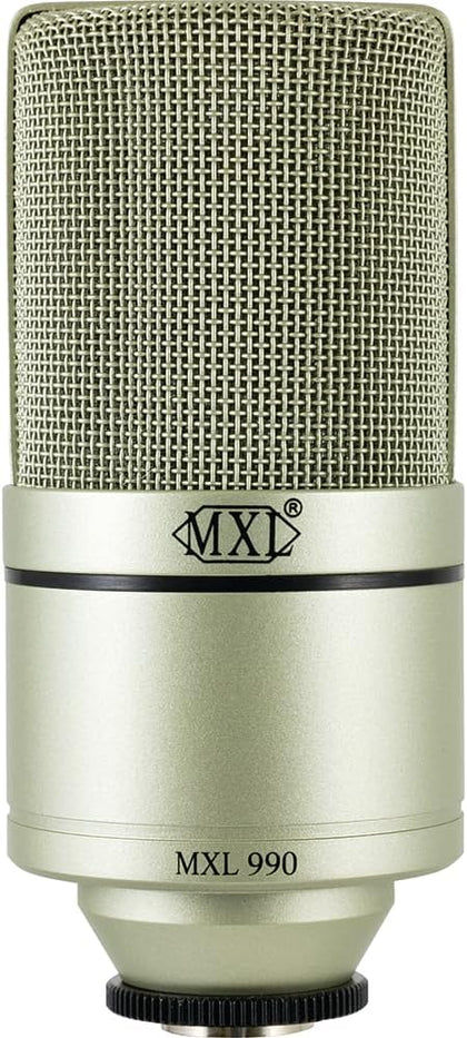 MXL 990 Condenser Microphone for Podcasting, Singing, Home Studio Recording, Gaming & Streaming | Detailed Sound | XLR | Large Diaphragm (Champagne)
