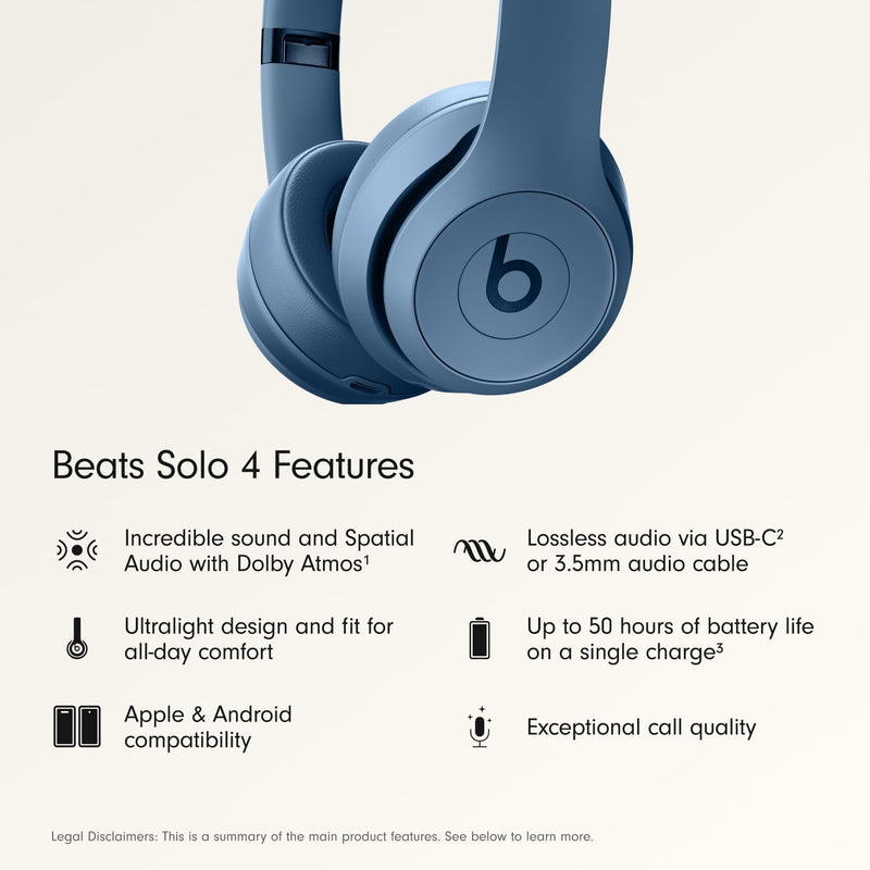 Beats Solo 4 - Azul Pizarra — Audífonos inalámbricos Bluetooth on-ear, hasta 50h