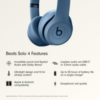 Beats Solo 4 - Azul Pizarra — Audífonos inalámbricos Bluetooth on-ear, hasta 50h