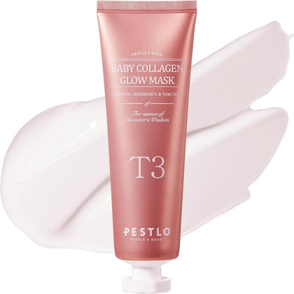 PESTLO PESTLE + ROAD PESTLO Baby Collagen Glow Mask 2.36 fl.oz - Korean Peel Off Facial Mask Infused with Reallagen/T3 Vegan Collagen, Aginon, Volufiline for Hydrating, Firming, Glow, Glass Skin