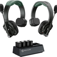 Hollyland Solidcom SE PRO 2-Users ENC Noise Cancellation Wireless Intercom Headset System 1312ft Team Communication with 3.5mm Single Ear Headset for Movie Shoot Live Show (1.9GHz Version)