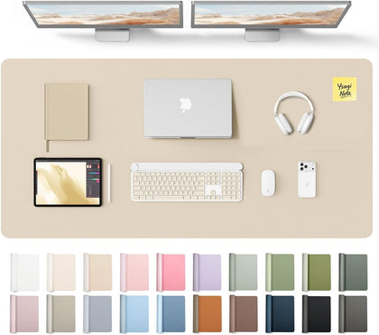 YSAGi Leather Desk Pad Protector, Office Desk Mat, Large Mouse Pad, Non-Slip PU Leather Desk Blotter, Laptop Desk Pad, Waterproof Desk Writing Pad for Office and Home (Eggshell, 55