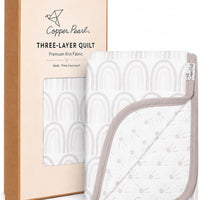 Copper Pearl Three-Layer Blanket: Soft and Breathable Twin Layer Baby Quilt | Boys and Girls Toddler Blanket | 46x46 Premium Polyester/Rayon | Bliss